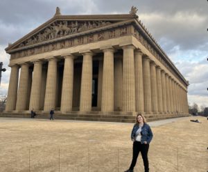 Posed photo in front of Nashville's Parthenon