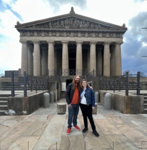 Posed photo in front of the Parthenon in Nashville, TN