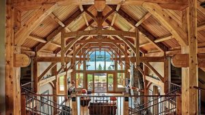 Large modern home made with timber frame construction